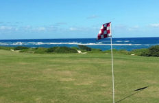 Kahuku Golf Course with ocean in the background